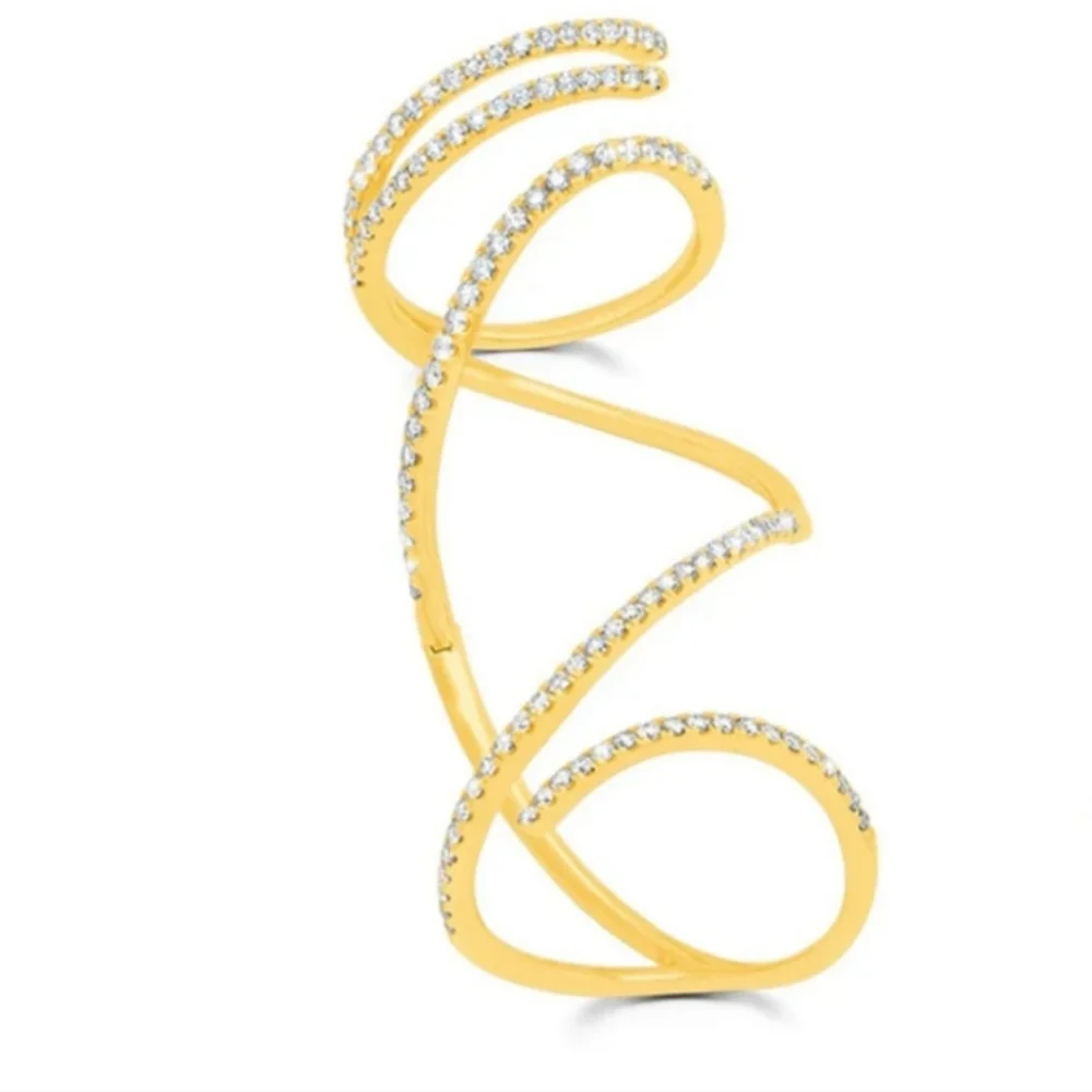 14k Diamond Graziela Gems Gold Diamond Swirl Ring - Picture 2 of 12